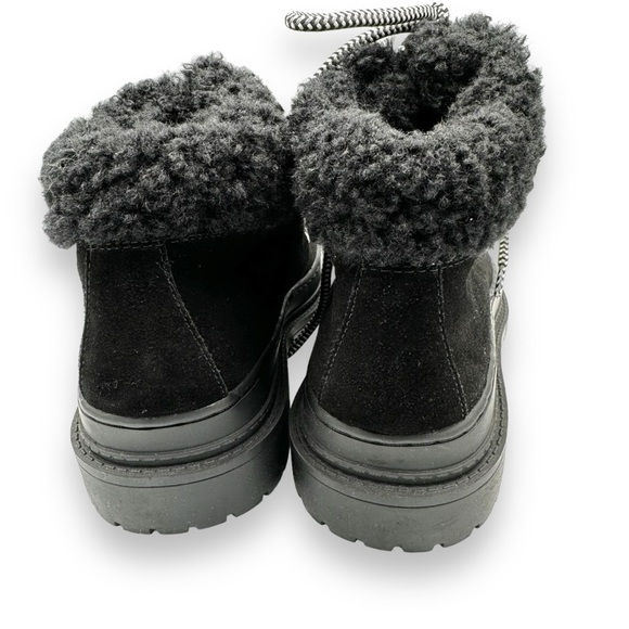 Splendid Yvette Suede Faux Shearling Trim Lace Up Booties, Black, Size 7M - Picture 10 of 12